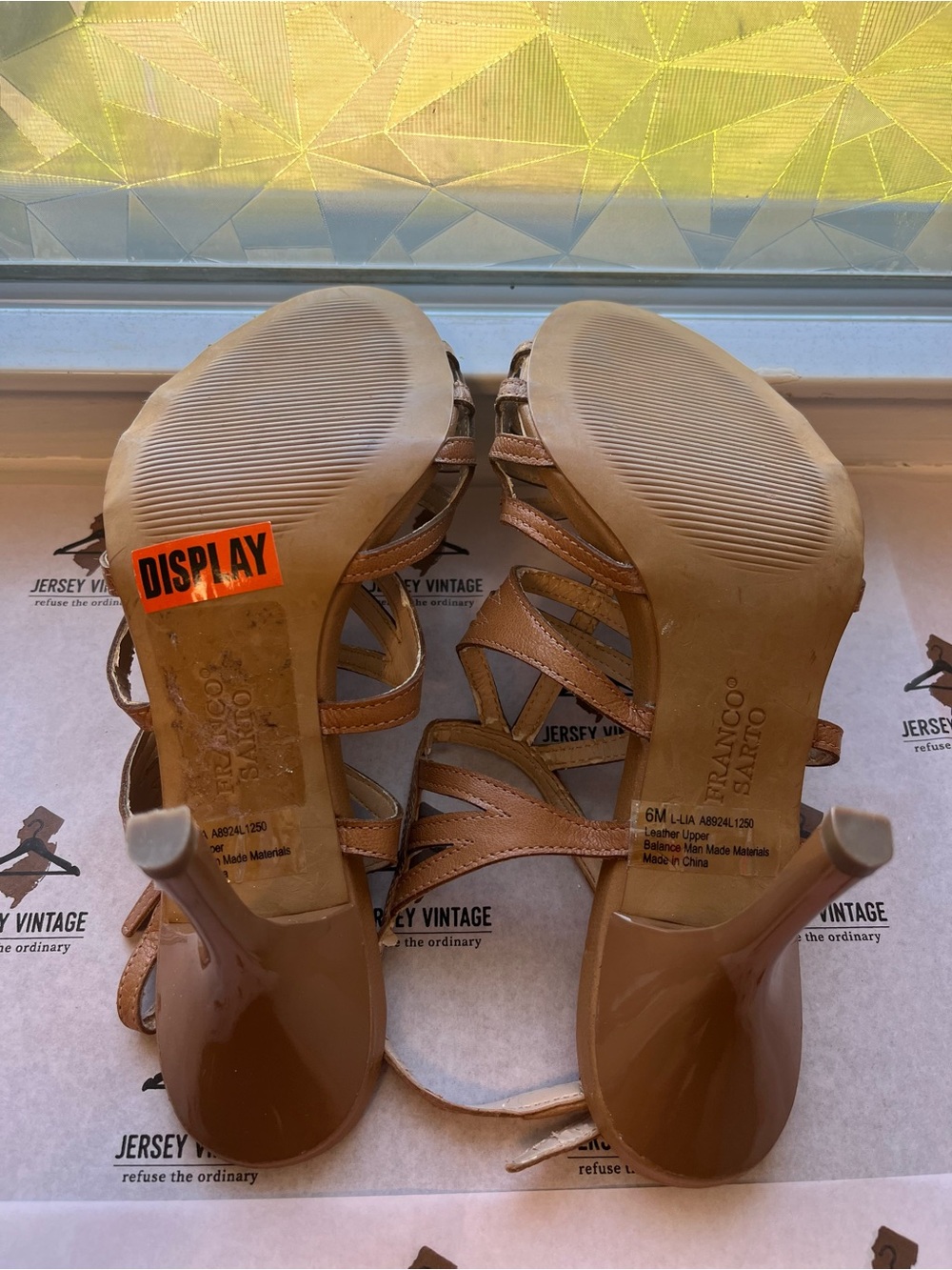 Franco Sarto Tan Strappy Open-Toe Heels - Picture 3 of 3